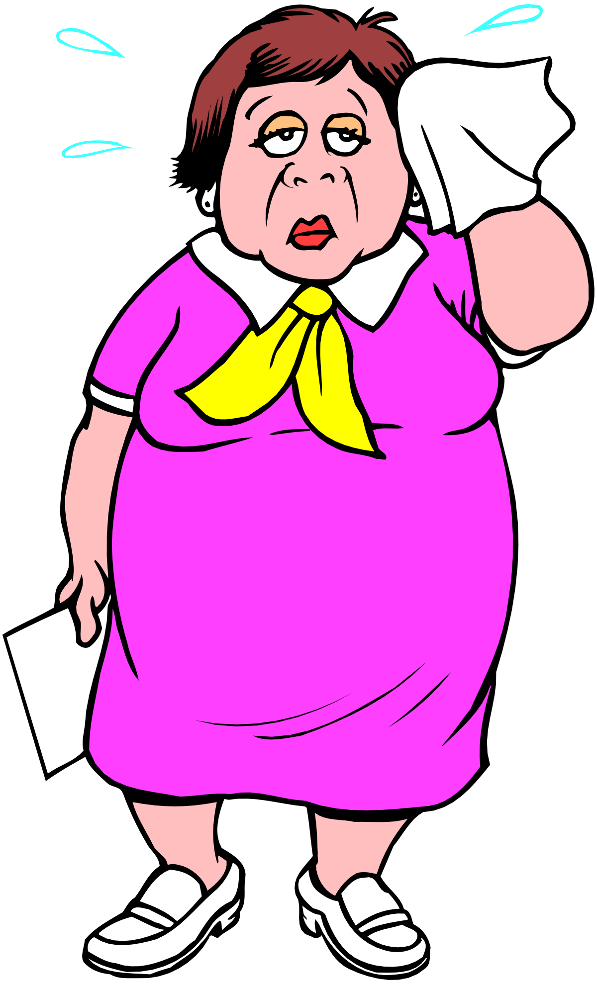 Fat Woman with Handkerchief Clipart - Charming and Expressive Illustrations