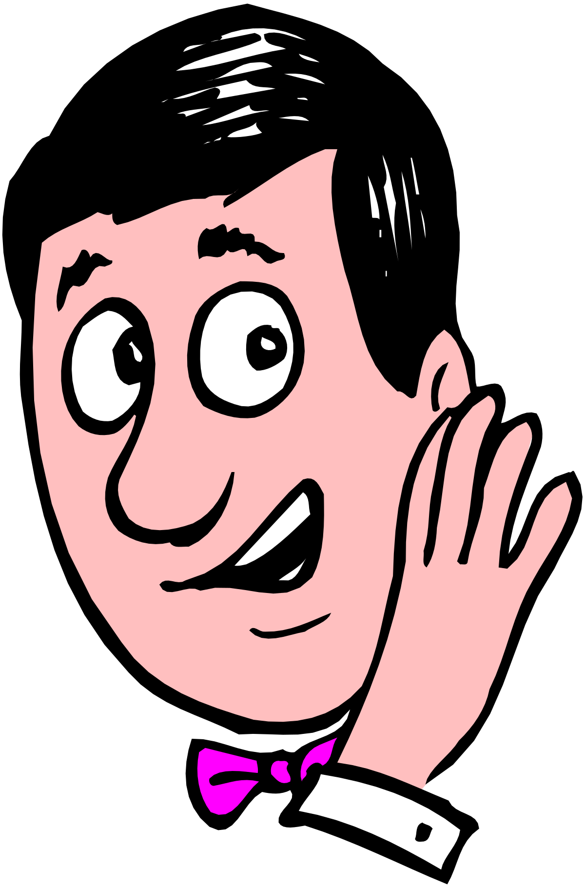 Stylish Man with Pink Bow Tie on Black Background Clipart