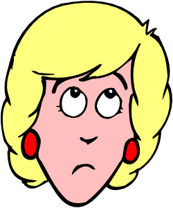 Cartoon Woman with Blonde Hair and Red Earrings Clipart