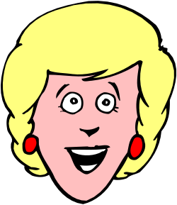 Cartoon Woman with Blonde Hair and Red Earrings Clipart