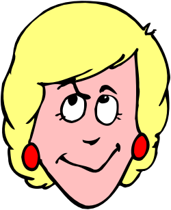 Cartoon Woman with Blonde Hair and Red Earrings Clipart