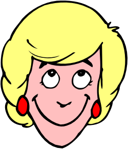 Cartoon Woman with Blonde Hair and Red Earrings Clipart