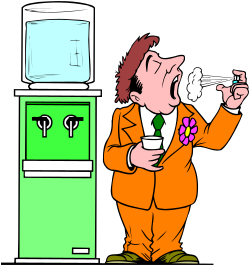Man in Orange Suit Drinking from Cup - Vibrant Clipart Scene