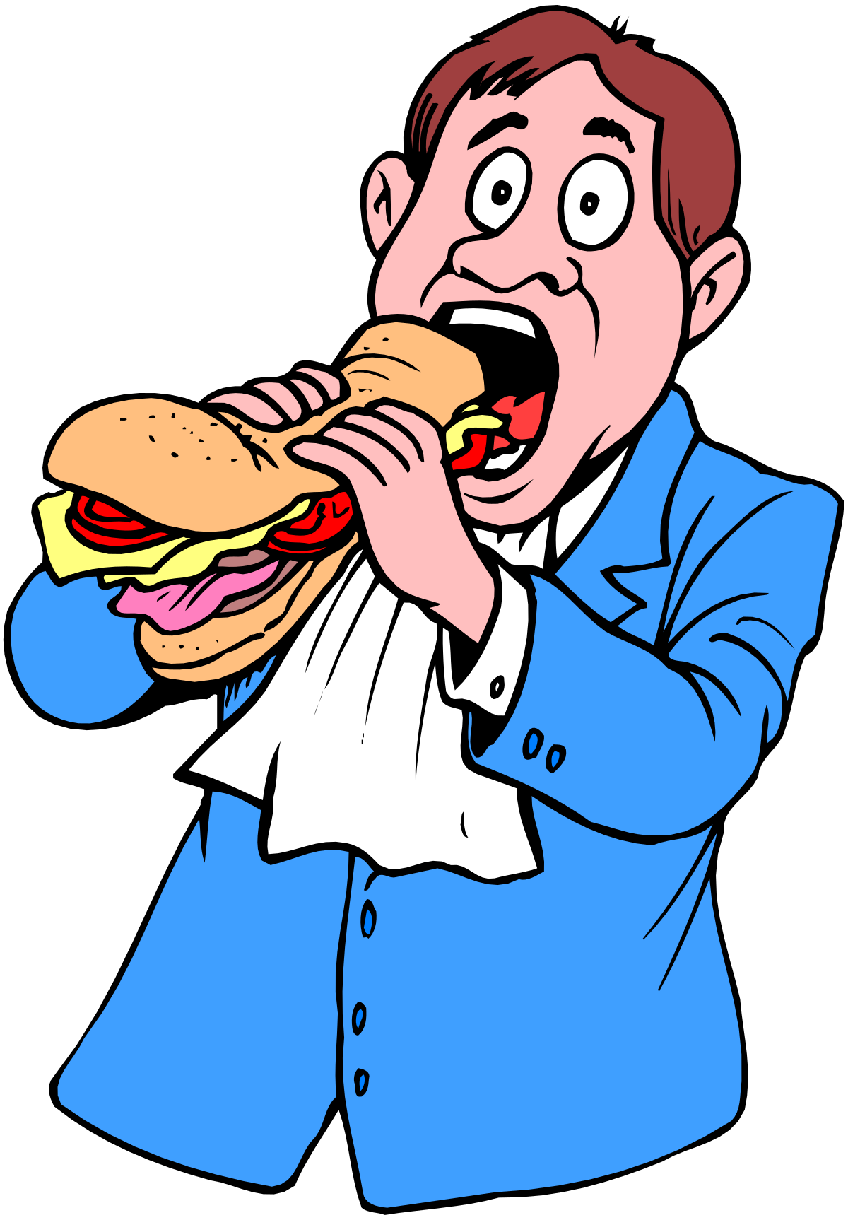 Businessman Eating Sandwich Clipart - Professional Lunch Scene