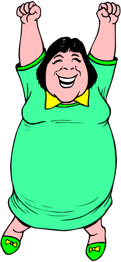 Cheerful Fat Man with Arms Up Clipart - Fun Celebratory Graphic