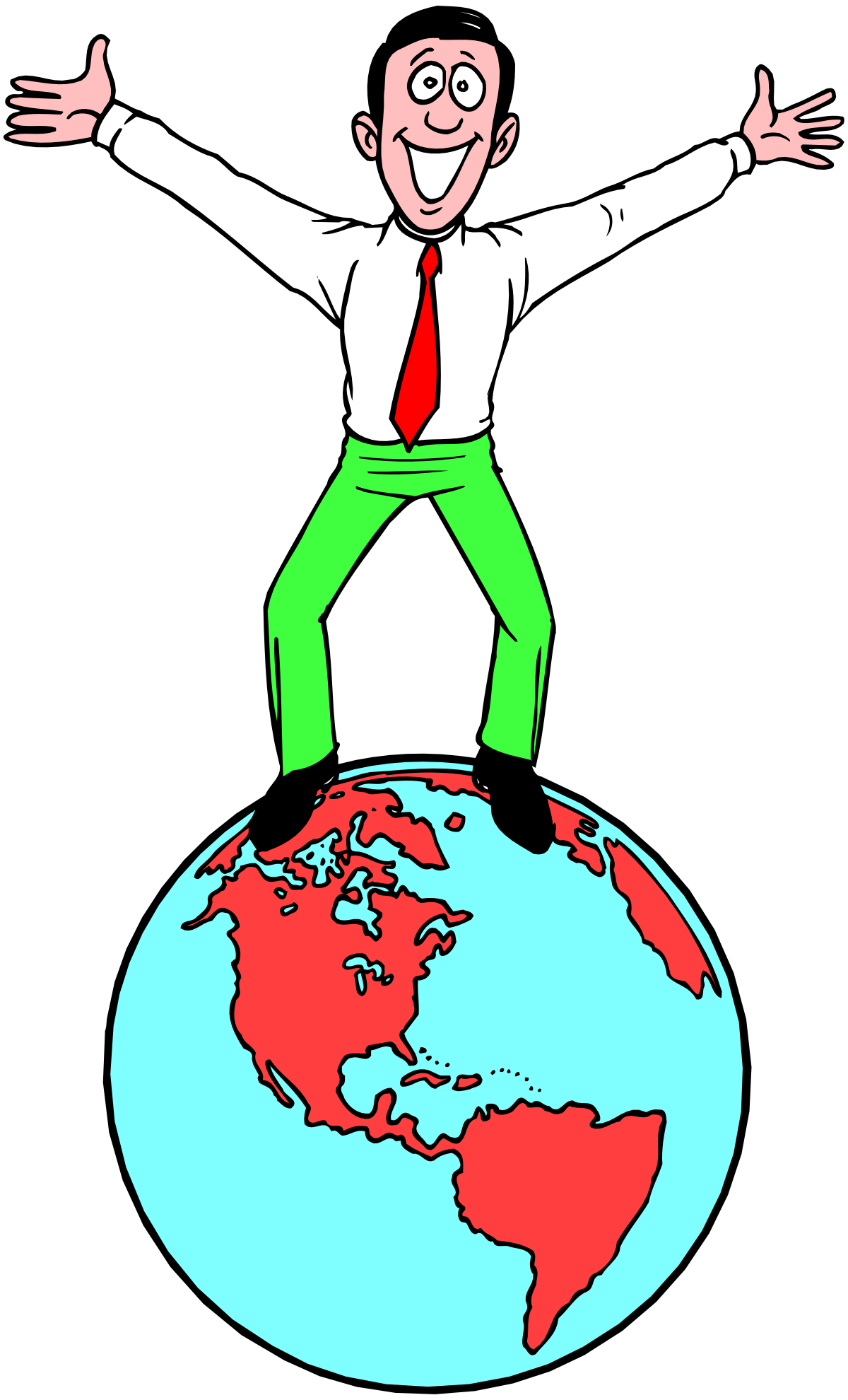 a man in a suit and tie standing on top of the world clip art png transparent Man in Suit and Tie Standing on Top of the World Clipart - Success and Achievement