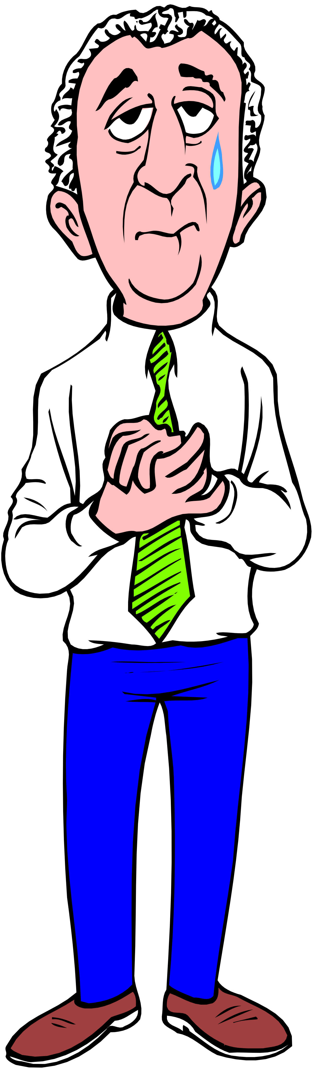 Old Man with Green Tie Clipart - Vintage Character Illustration