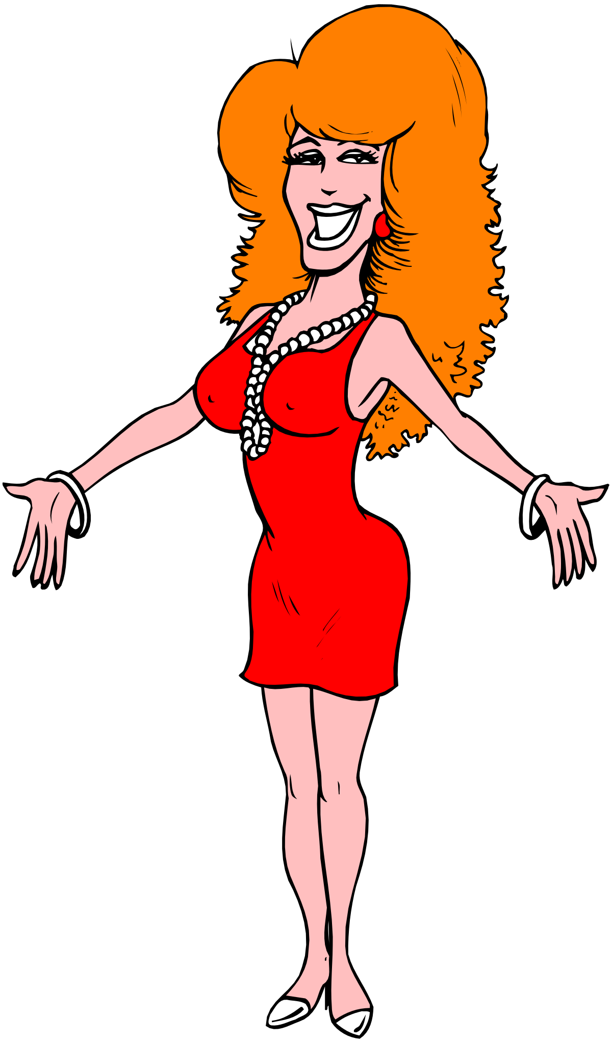 a woman in a red dress and pearls clip art png transparent Stylish Woman in Red Dress with Pearls Clipart
