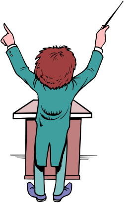 Person Standing on Desk with Arms Up - Empowerment Clipart
