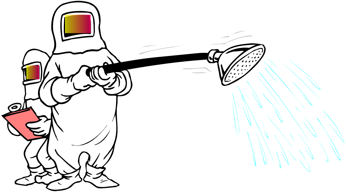 Gas Mask Hero Spraying Water Clipart for Environmental Safety
