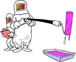 White Suit Person with Pink Paintbrush Clipart