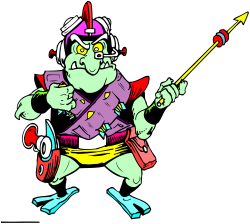 Cartoon Character with Spear and Hat - Playful Clipart for Dynamic Projects