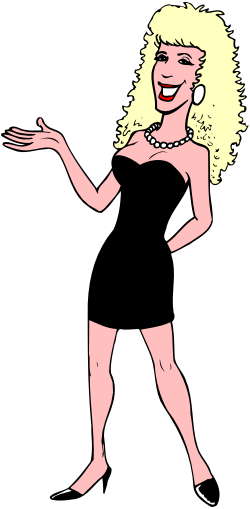 Elegant Woman in Black Dress with White Accents - Stunning Clipart