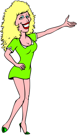 Woman in Green Dress Pointing - Clipart for Creative Projects