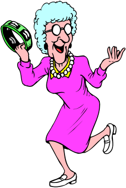 Old Lady Running with Clock Clipart for Timely Adventures