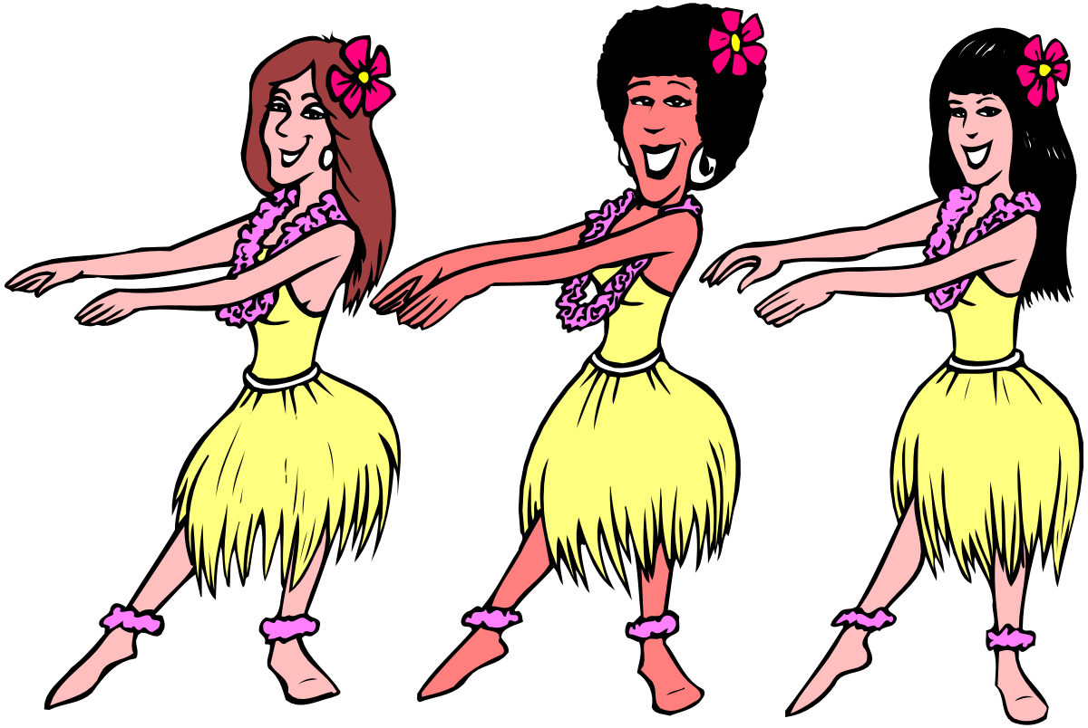 Hawaiian Dancers Clipart - Vibrant Tropical Dance Trio