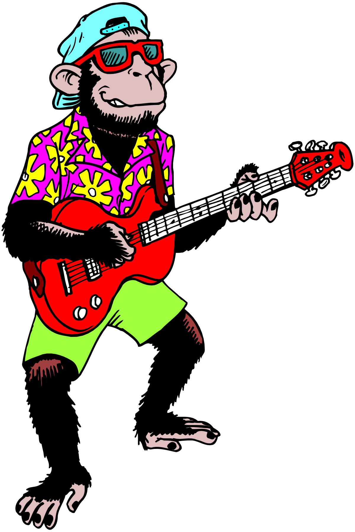 a monkey playing a guitar clip art png transparent Monkey Playing Guitar Clipart: Fun and Whimsical Art for Your Projects