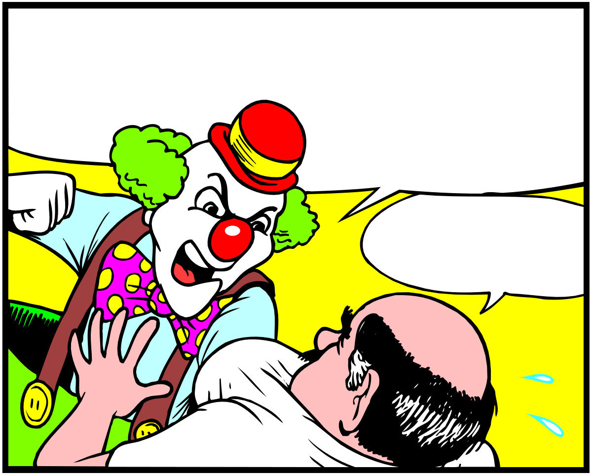 Clown Holding a Man - Whimsical Clipart for Fun Designs