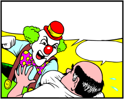 Clown Holding a Man - Whimsical Clipart for Fun Designs