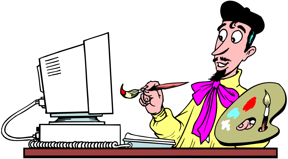 a man is sitting at a desk with a computer clip art png transparent Man Working at Desk with Computer Clipart for Professional Use