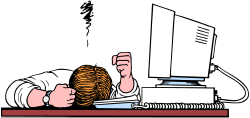 Sleeping Person on Desk with Computer Clipart