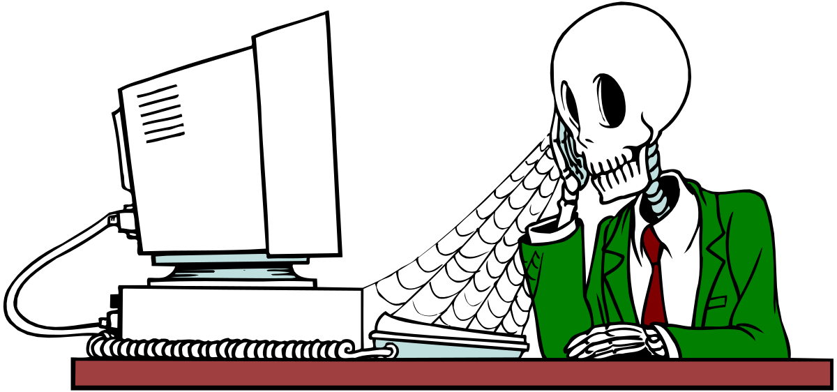 a person sitting at a desk with a computer clip art png transparent Desk Setup with Computer Clipart - Person Working Remotely