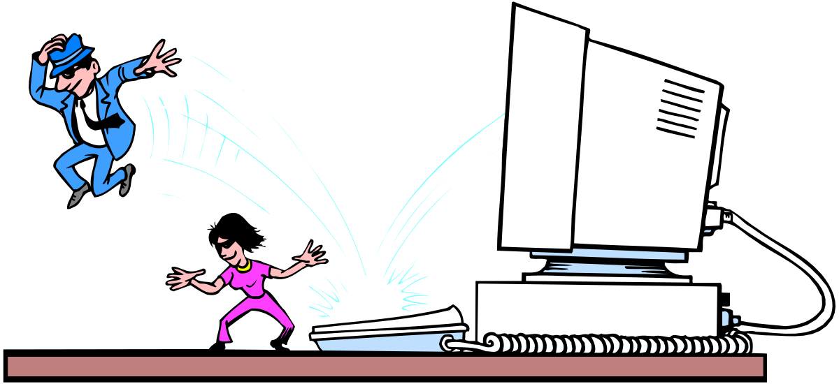 Woman Escaping Computer Clipart: Dynamic Digital Art for Every Project