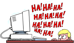 Working Cartoon Character on Computer Clipart