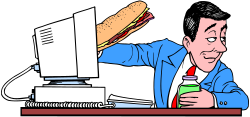 Businessman Eating Sandwich Clipart: Professional Lunch Scene