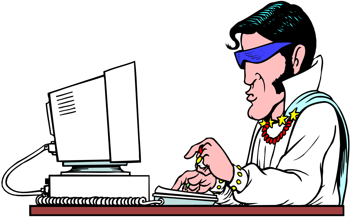 Lab Coat Man Working on Computer - Professional Clipart for Science and Technology