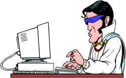 Lab Coat Man Working on Computer - Professional Clipart for Science and Technology