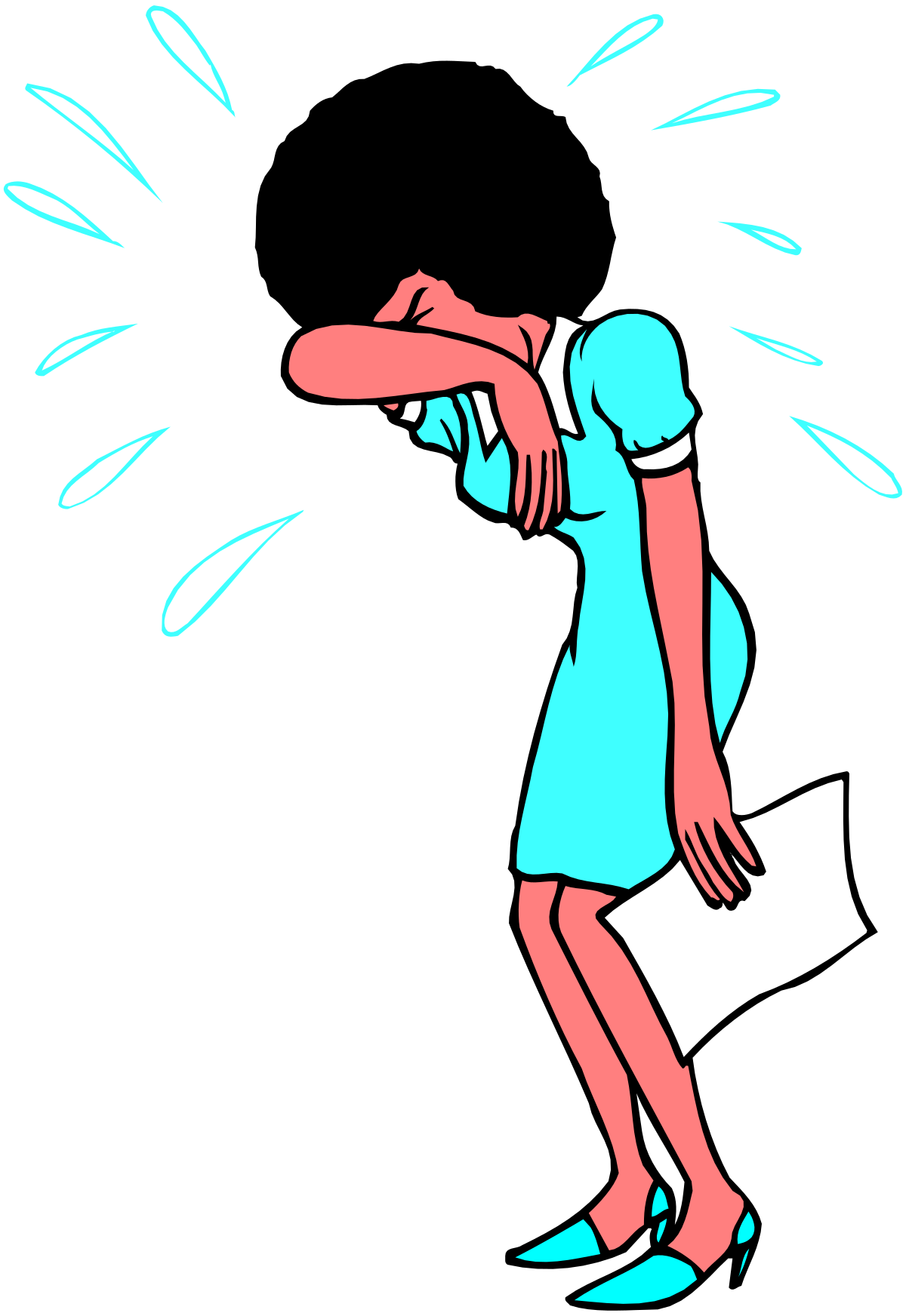Woman in Blue Dress Throwing Paper Clipart - Dynamic and Creative Visuals