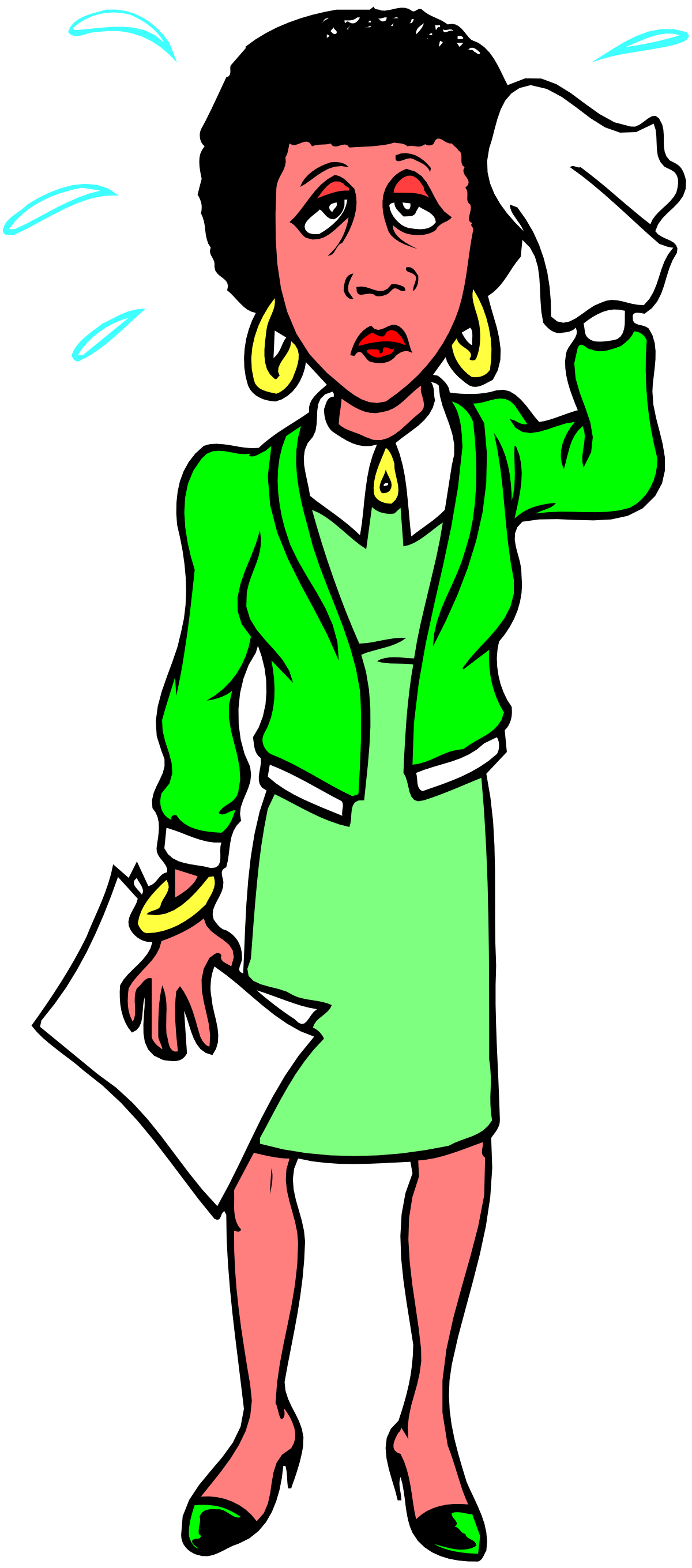Woman in Green Dress Holding Paper Clip Art - Perfect for Your Projects
