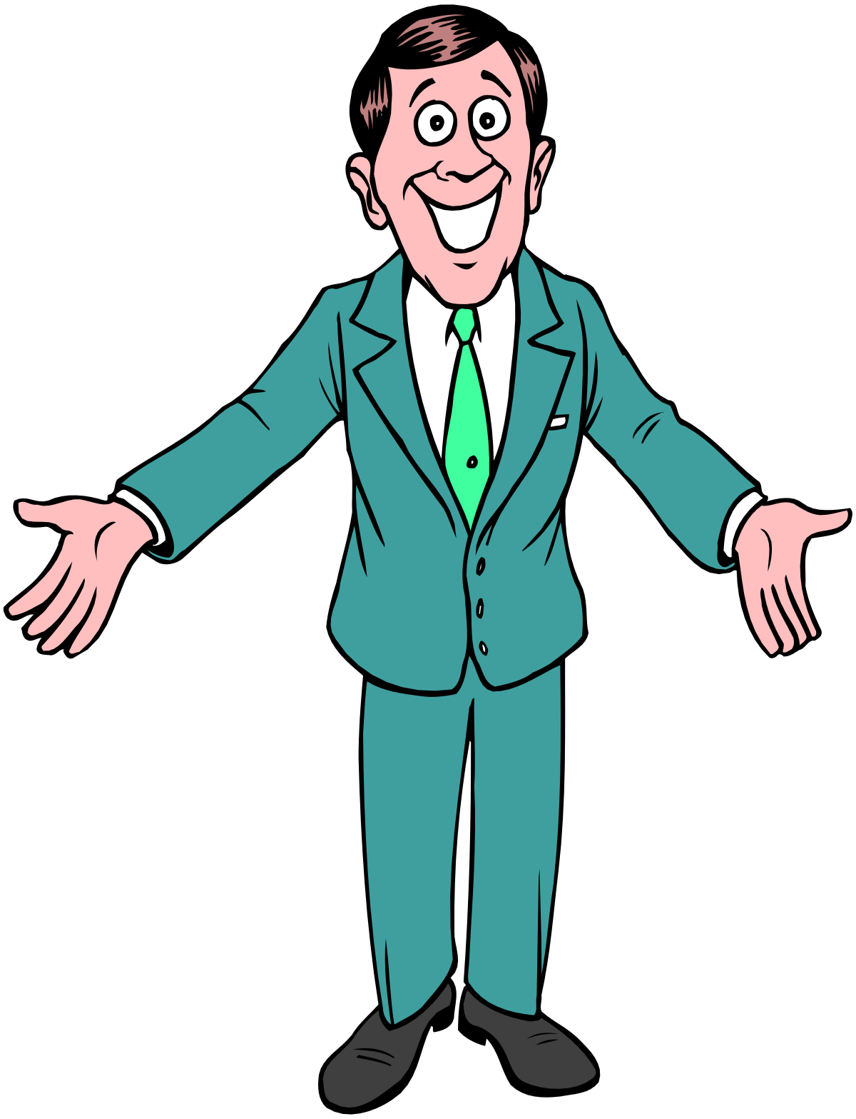 Cartoon Man in Suit and Tie Clipart for Business Use