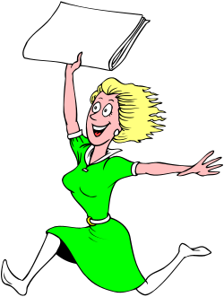 Woman Running with Paper - Dynamic Clipart for Creative Projects