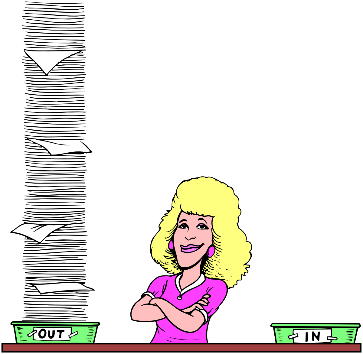 Money Clipart: Woman Sitting at Table Ready to Count Cash