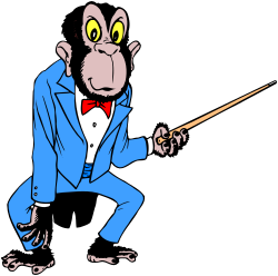 Cartoon Monkey in Suit and Tie with Pointer - Fun Clipart for Presentations