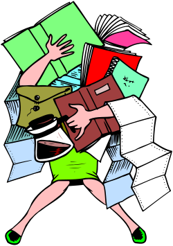 Person Carrying a Pile of Books Clipart - Educational Resource