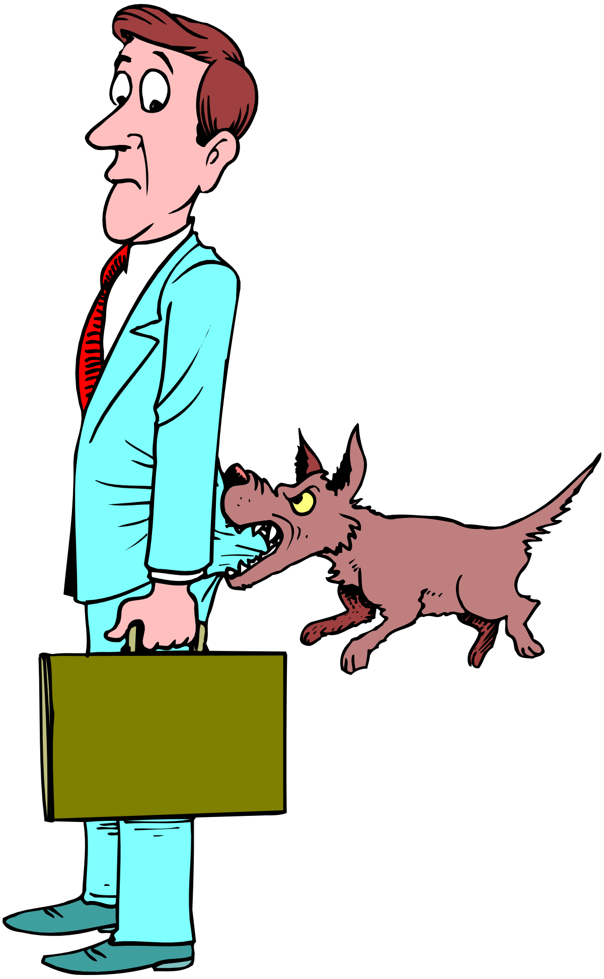 Businessman with Briefcase and Dog Clipart