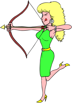 Elegant Woman in Green Dress Holding Bow - Premium Clipart