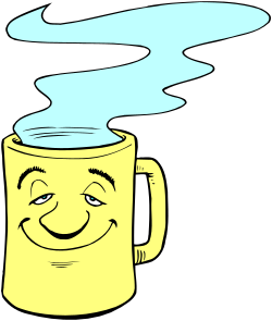 Smiley Face Mug Clipart with Blue Smoke Trail