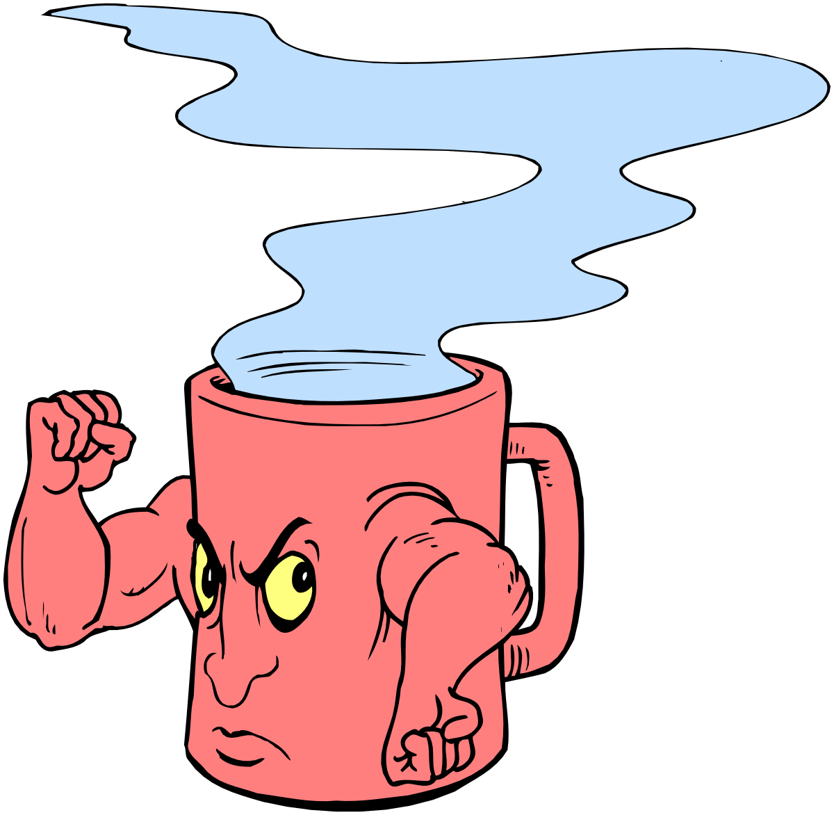 Cartoon Character Holding Coffee Cup - Fun and Playful Clipart
