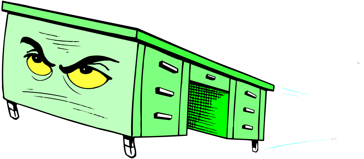 Green Computer with Yellow Eyes on Black Background Clipart