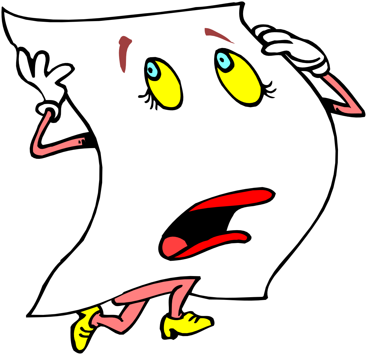 Cartoon Ghost Clipart: Spooky Character with Yellow Eyes and Red Nose