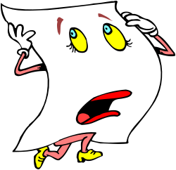 Cartoon Ghost Clipart: Spooky Character with Yellow Eyes and Red Nose