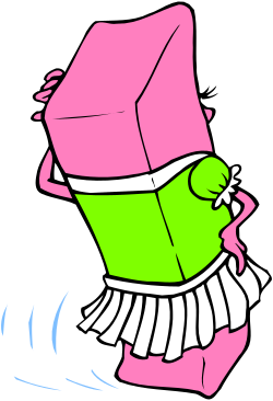 Pink and Green Dress Clipart with Green Bow