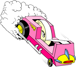 Pink Car with Smoke Cloud - Vibrant Clipart for Dynamic Designs