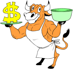 Cartoon Dog Holding Dollar Sign Plate Clipart - Fun & Playful