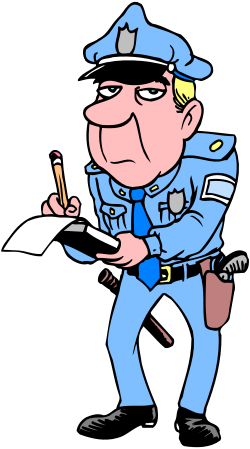 Cartoon Police Officer Writing on Paper Clipart