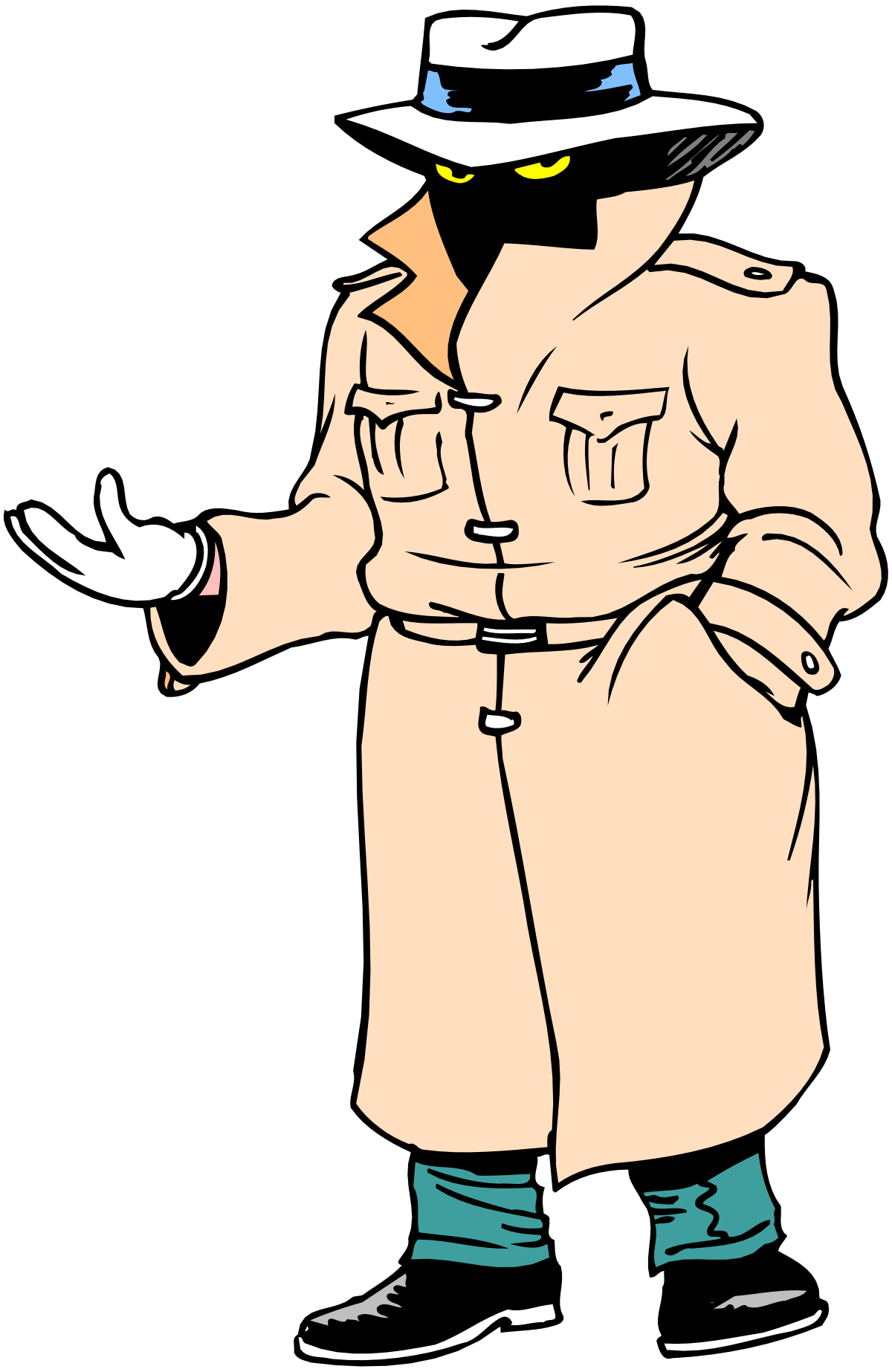 Trench Coat and Hat Clipart: Mysterious Man Silhouette